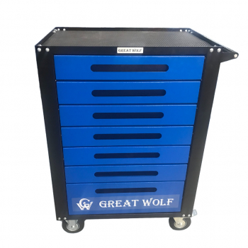 Системы хранения, мебель: Инструментальная тележка GWT-B7L (7 ящиков, центральный замок, колеса с тормозом, синяя) 